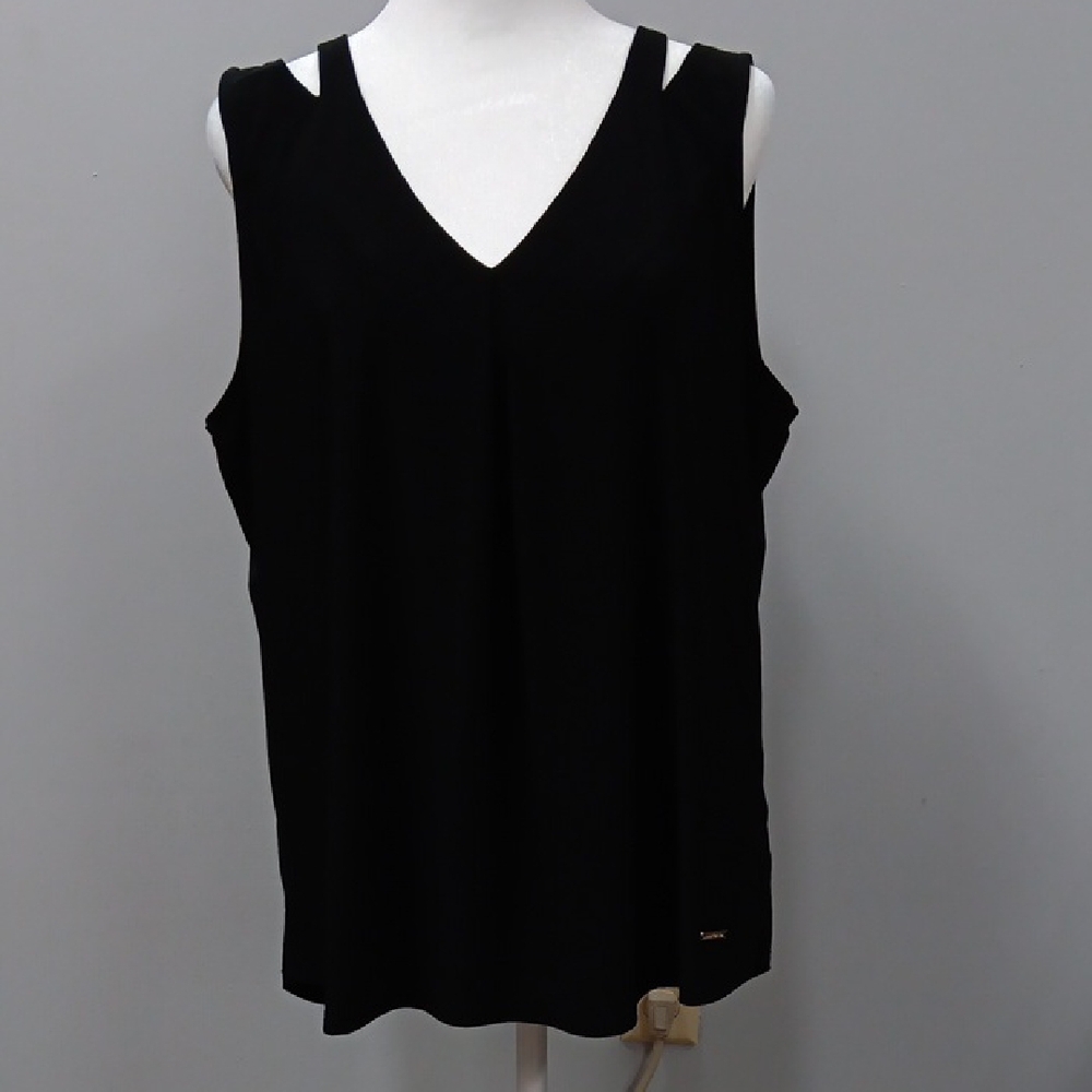 Anne Klein Black Cut Out Sleeveless Tank Top